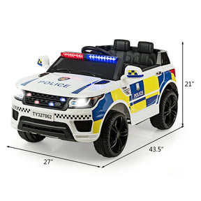 Kids Ride On Police Car 12V Battery Powered Electric Riding Toy Truck Car with LED Siren Flashing Light