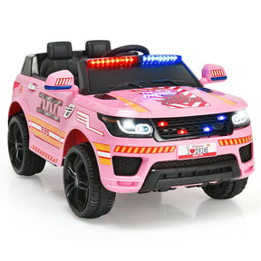 Kids Ride On Police Car 12V Battery Powered Electric Riding Toy Truck Car with LED Siren Flashing Light