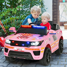 Kids Ride On Police Car 12V Battery Powered Electric Riding Toy Truck Car with LED Siren Flashing Light