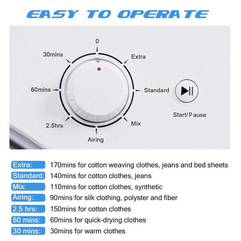 13 lbs 1500W Tumble Dryer with 7 Automatic Drying Modes, 3.5 Cu.Ft. Front Load Dryer Electric Portable Clothes Dryer