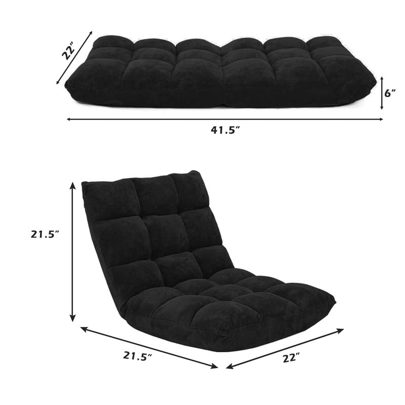 Memory Foam Floor Chair, 14-Position Adjustable Folding Gaming Sofa Chair with Back Support, Chaise Lounge Sleeper Bed Couch Recliner