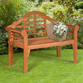 4 FT Folding Outdoor Bench for Park Garden, 2-Person Eucalyptus Wood Bench Loveseat Chair