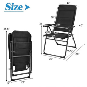 2-Pack Folding Patio Chairs, 7-Position Adjustable Lawn Chair Recliner Camping Chair, Compact Outdoor Sling Chair, Fully Assembly