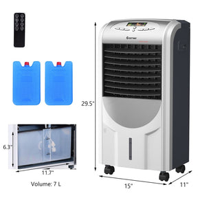 5 In 1 Portable Evaporative Cooler Fan with Heater Humidifier & Purifier, 8H Timer, 3 Speeds, 7L Tank, Remote Control