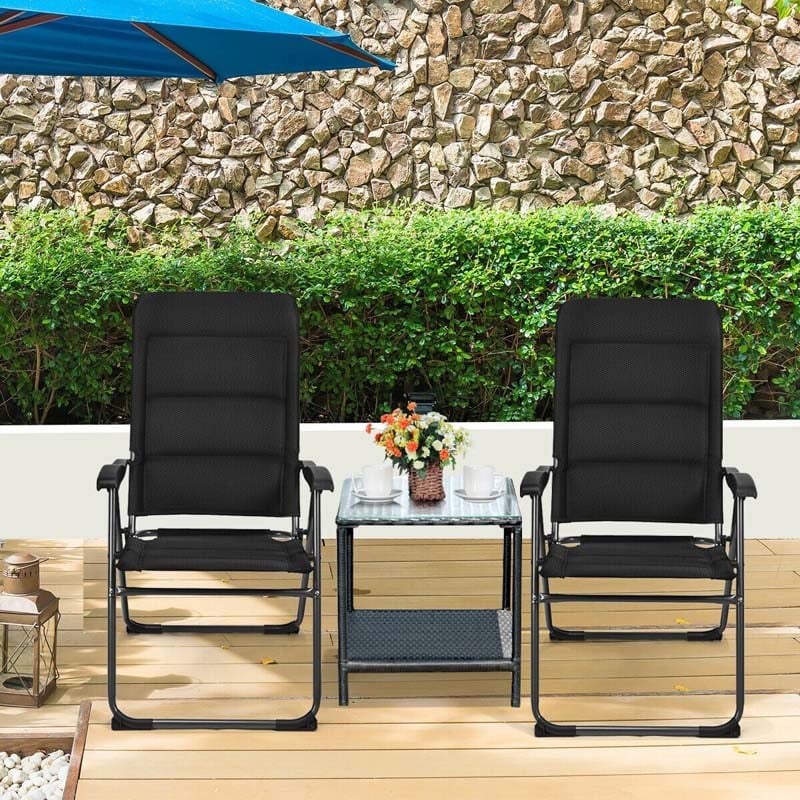 2 Pieces Patio Adjustable Folding Recliner Chairs with 7 Level
