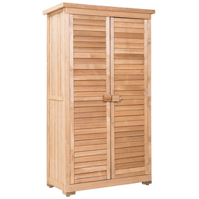 63" Wooden Outdoor Storage Shed Garden Tool Cabinet Waterproof Portable Shed with Latch Detachable Shelves
