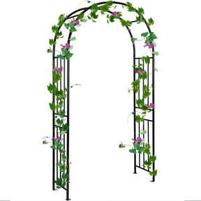 7.2 FT Metal Garden Arch Trellis with Stakes, Outdoor Decorative Pergola Arbor for Wedding Bridal Party