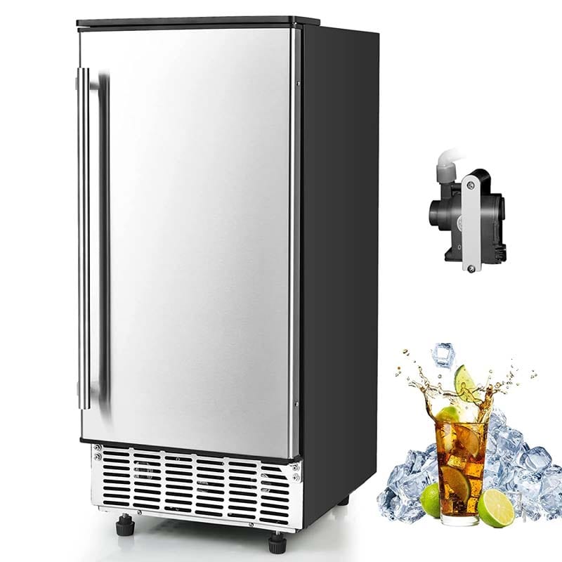 Canada Only - 80LBS/24H Commercial Ice Maker with Drain Pump & 25LBS Ice Bin
