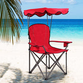 Outdoor Canopy Chair, Portable Folding Beach Chair with 2 Cup Holders, 600D PVC Fabric Camping Chair Lawn Chair