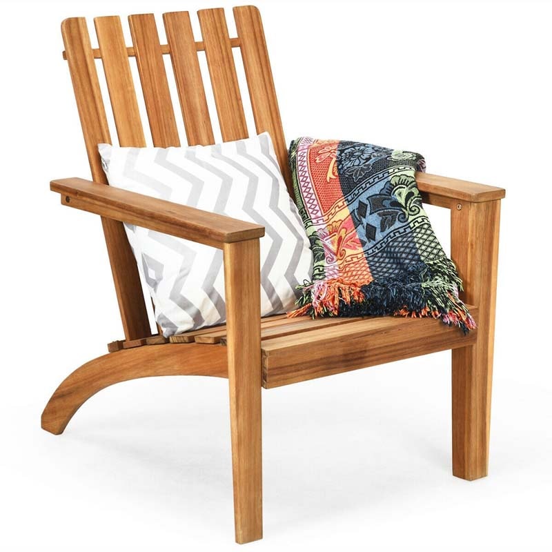 Adirondack Chair Acacia Wood Outdoor Patio Chair, Weather Resistant Campfire Chair for Lawn Seating