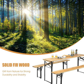 Canada Only - 3 Pcs Outdoor Wooden Folding Picnic Table Bench Set