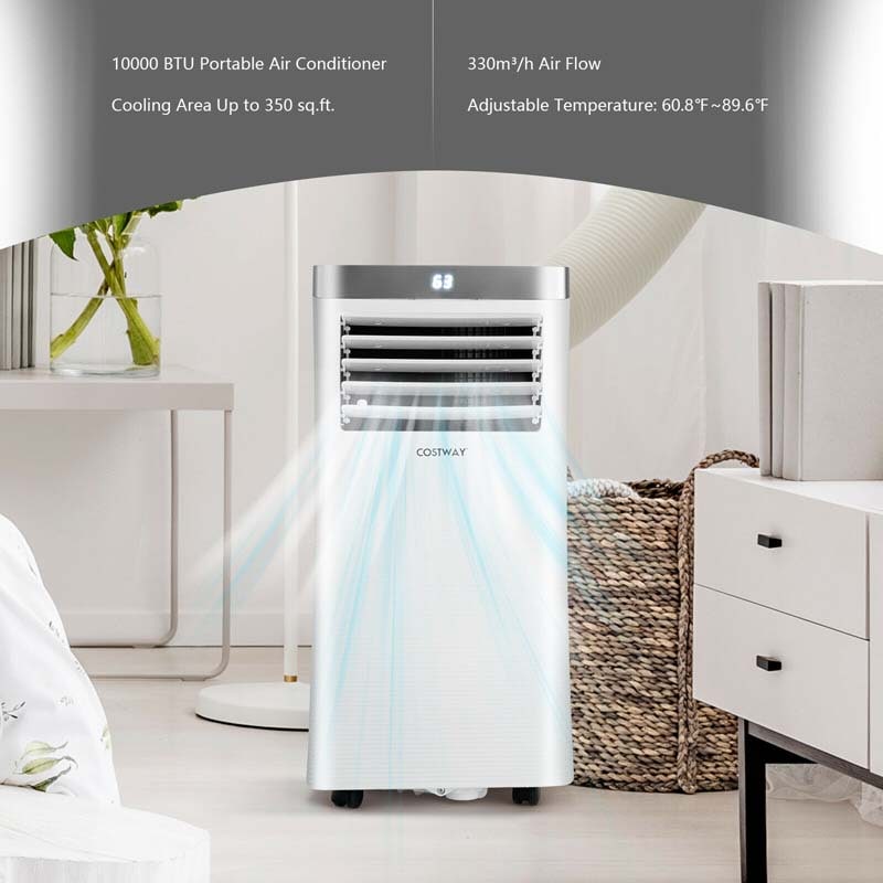 10000 BTU 3-in-1 Portable Air Conditioner Air Cooler Fan Dehumidifier with Remote Control & LED Smart Touch Panel
