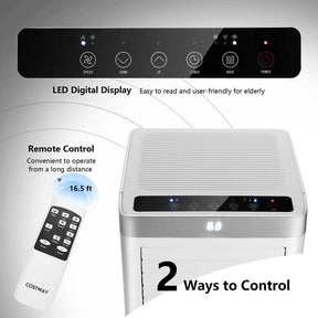 10000 BTU 3-in-1 Portable Air Conditioner Air Cooler Fan Dehumidifier with Remote Control & LED Smart Touch Panel