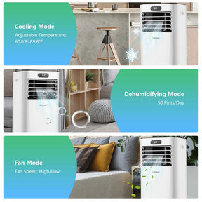 10000 BTU 3-in-1 Portable Air Conditioner Air Cooler Fan Dehumidifier with Remote Control, 24H Timer, Child Lock