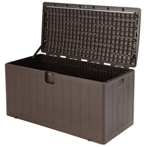 105 Gallon Large Resin Deck Box All Weather Lockable Outdoor Patio Storage Container
