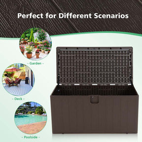 105 Gallon Large Resin Deck Box All Weather Lockable Outdoor Patio Storage Container