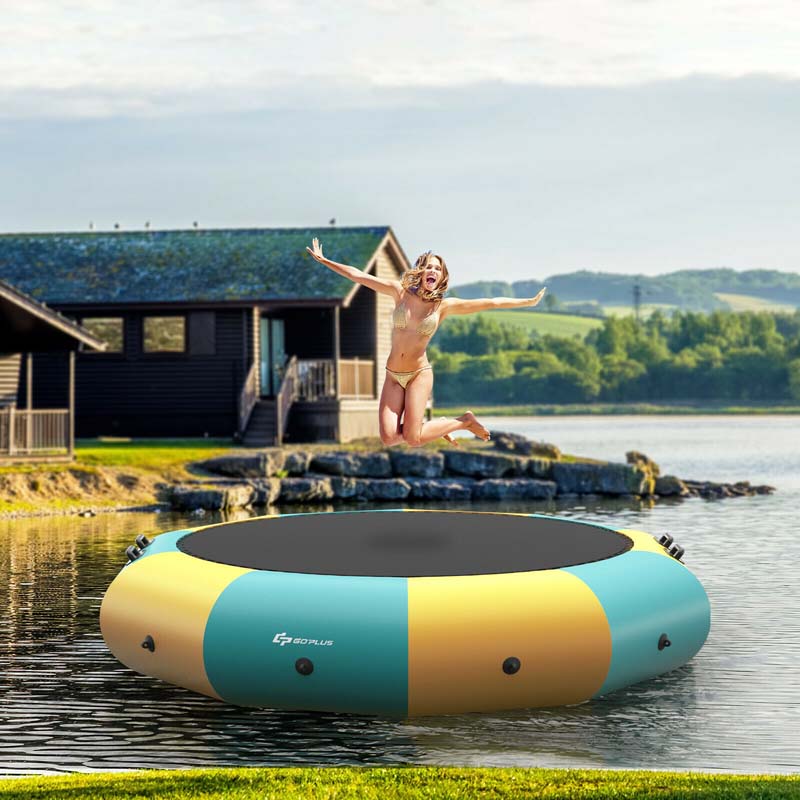 10 FT Inflatable Water Bouncer Trampoline Portable Bounce Swim Platform for Lakes Pools Calm Sea