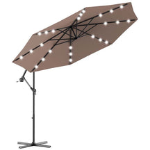 10FT Offset Patio Umbrella with 40 Solar LED Lights & Cross Base, Large Outdoor Cantilever Umbrella for Sun Rain