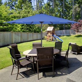 10 FT Outdoor Market Patio Umbrella with Solar LED Lights & Crank, Easy Tilt Table Umbrella for Deck Pool