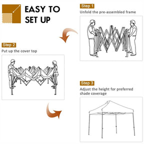 10 x 10 FT Pop Up Canopy Tent Portable Folding Event Party Tent Adjustable with Roller Bag