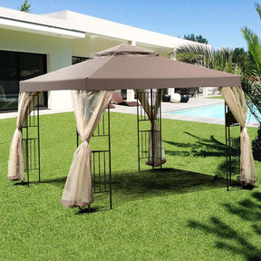 Canada Only - 10 x 10 FT Outdoor Steel Gazebo Screw-free Canopy Tent with Netting