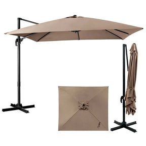 10 x 10 FT Square Patio Umbrella, 3-Tilt Cantilever Offset Umbrella, Large Outdoor Market Umbrella with Crossed Base