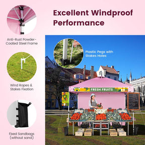 10 x 10 FT Pop Up Canopy Tent Commercial Instant Tent with Removable Sidewall, Carry Bag, Banner Strip