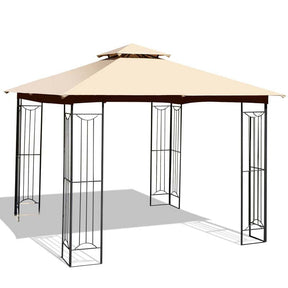 10 x 10 FT Steel Frame Patio Gazebo with 2 Tier Vented Roof, Heavy-Duty Outdoor Canopy Gazebo Tent