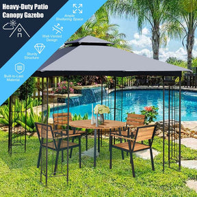 10 x 10 FT Steel Frame Patio Gazebo with 2 Tier Vented Roof, Heavy-Duty Outdoor Canopy Gazebo Tent