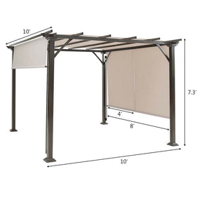 10 x 10 FT Metal Pergola with Retractable Canopy Outdoor Patio Pergola Gazebo Sun Shelter