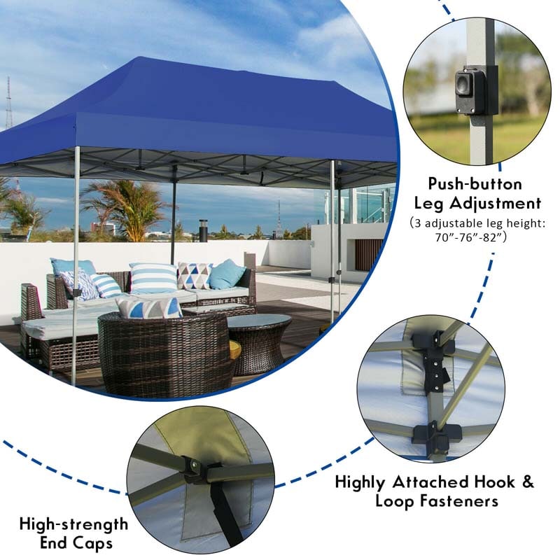 10 x 20 FT Pop Up Canopy Tent Portable Folding Event Party Tent Adjustable with Roller Bag