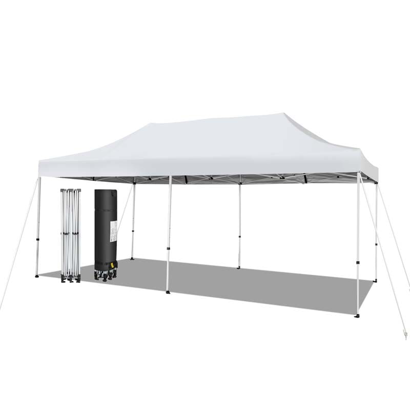 10 x 20 FT Upgraded Folding Pop-Up Canopy Tent with Wheeled Carrying Bag, Outdoor Commercial Sun Shelter Tent
