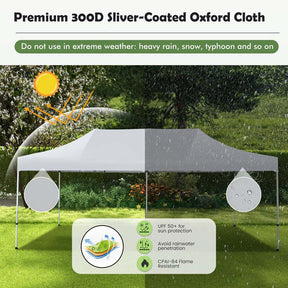 10 x 20 FT Upgraded Folding Pop-Up Canopy Tent with Wheeled Carrying Bag, Outdoor Commercial Sun Shelter Tent