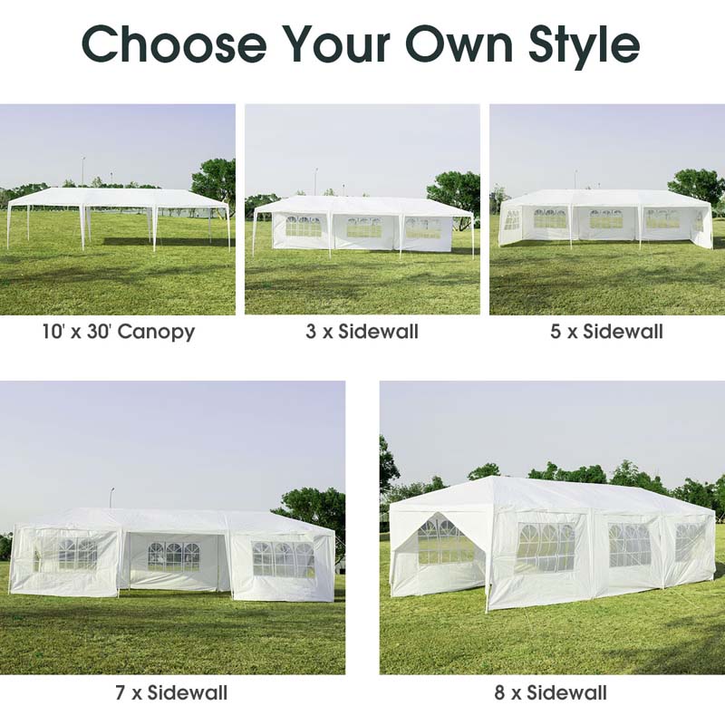 Canada Only - 10 x 30 FT Outdoor Party Wedding Canopy Tent with 8 Removable Sidewalls