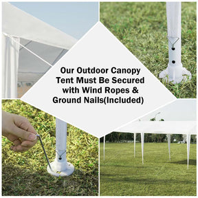 10 x 30 FT Outdoor Gazebo Canopy Tent Party Wedding Event Tent with Strong Connection Stakes & Ropes