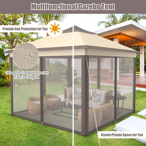 11 x 11 FT Pop Up Gazebo Tent Portable Canopy Shelter with Carry Bag & Mesh Netting