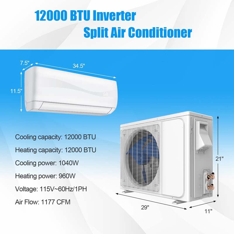 Canada Only - 12000BTU 115V Mini Split Inverter Air Conditioner & Heater
