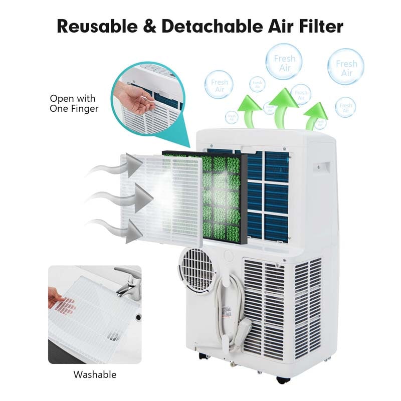 12000 BTU 4-in-1 Portable Air Conditioner with Air Cooler Fan Heater & Dehumidifier, Smart APP & WiFi Control AC Unit