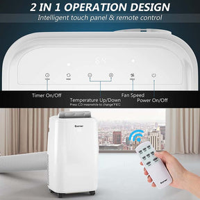 12000 BTU 3-in-1 Portable Air Conditioner Air Cooler Fan Dehumidifier with Remote Control, 3 Speeds & Sleep Mode