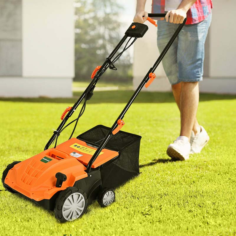 2-in-1 Electric Lawn Dethatcher & Scarifier, 12 Amp 13" Corded Grass Dethatcher with 40L Collection Bag