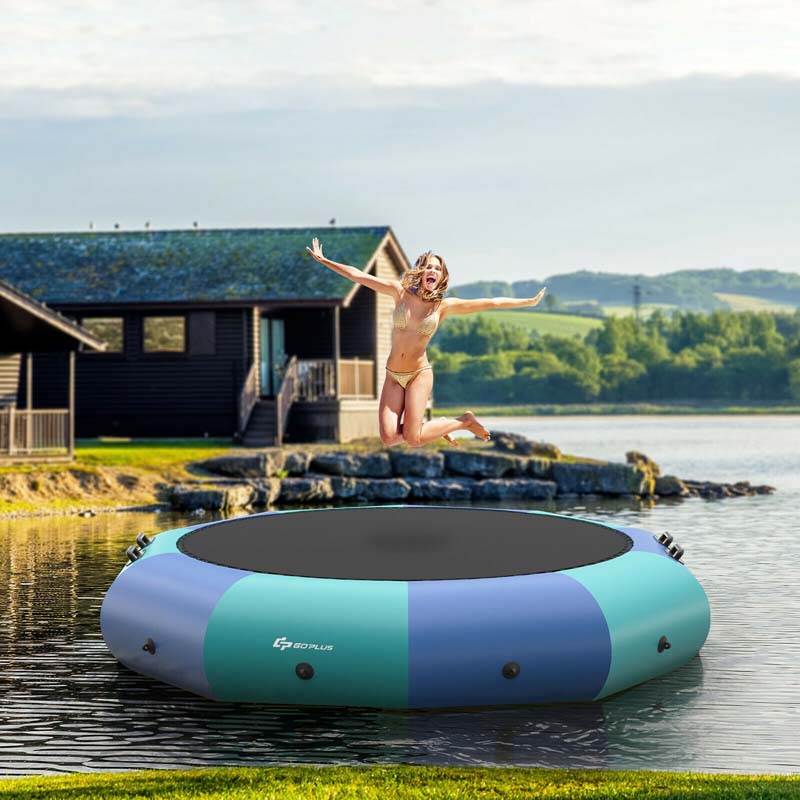 12 FT Inflatable Water Bouncer Trampoline Portable Bounce Swim Platform for Lakes Pools Calm Sea