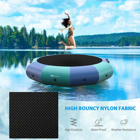 12 FT Inflatable Water Bouncer Trampoline Portable Bounce Swim Platform for Lakes Pools Calm Sea