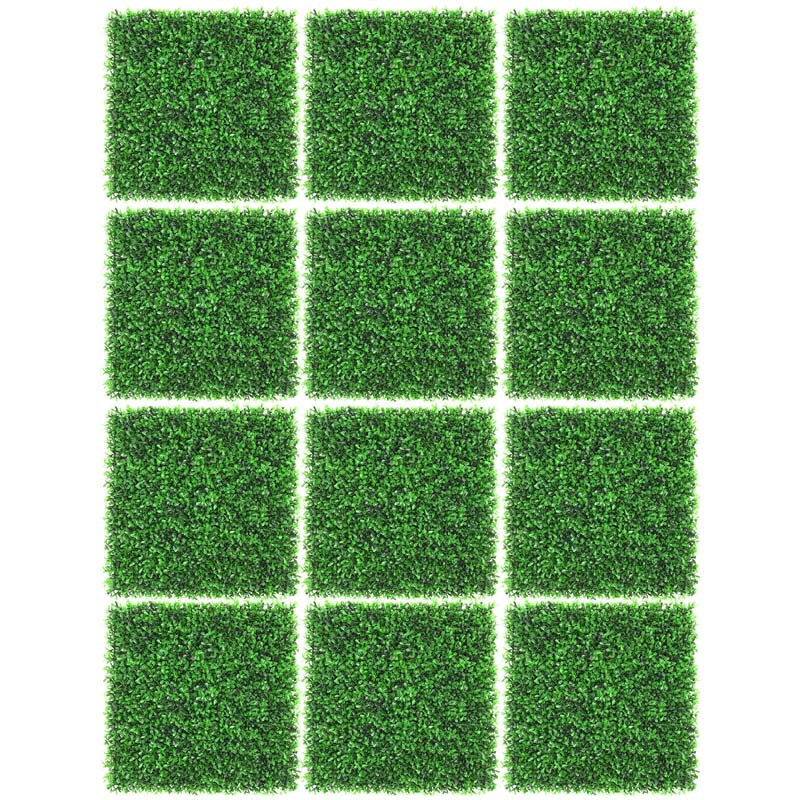 12 Pcs 20x20inch Artificial Peanut Leaf Panels, 33.3 Sq.ft Faux Greenery Wall Privacy Hedges for Wedding Decor Fence Backdrop