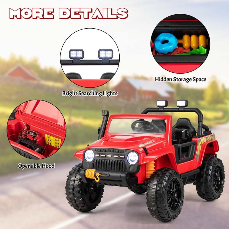 Canada Only - 12V 10AH Parent-Child Ride On Truck Car with Trunk