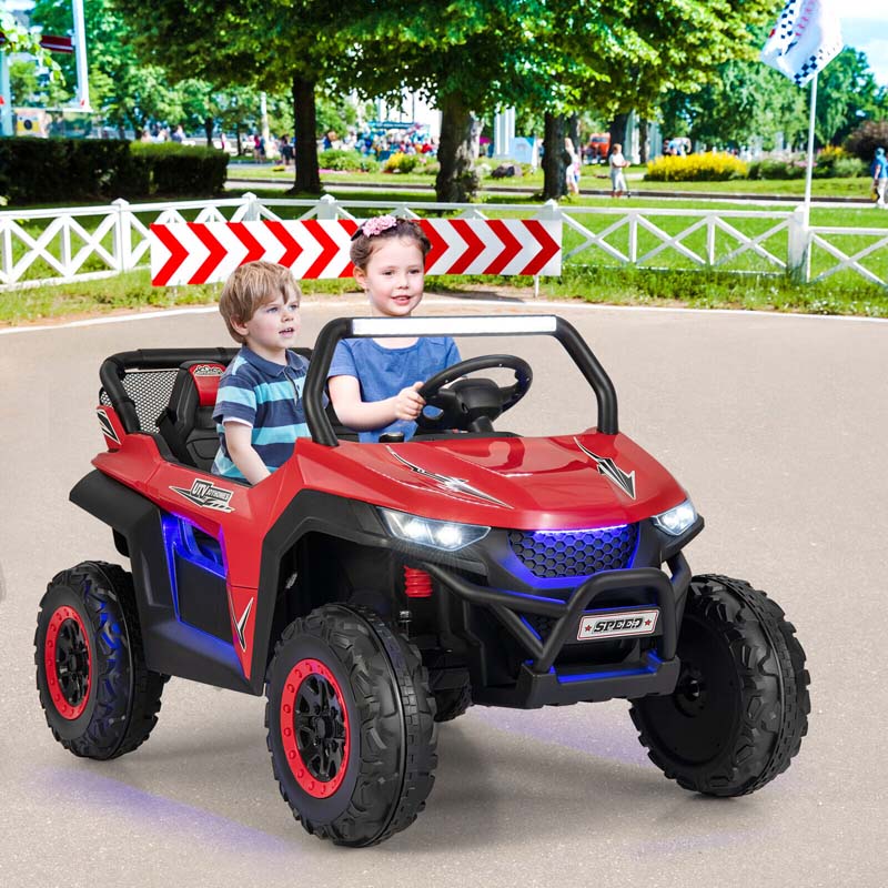 12V 2-Seater Kids Ride On UTV Car, Battery Powered RC Electric Vehicle with Lights & Music