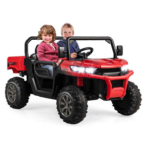 2-Seater Kids Ride On Car, 12V Battery Powered Off-Road UTV Dump Truck with Electric Dump Bed & Shovel
