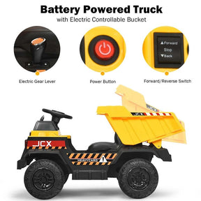 Kids Ride on Dump Truck 12V Battery Powered Riding Toy Car Construction Vehicle with Electric Bucket & 2.4G Remote