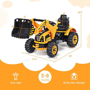 Kids Ride on Excavator, 12V Battery Powered Construction Vehicles Dumper Truck Toy with Front Loader Shovel