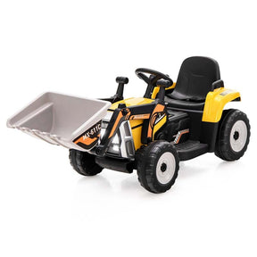12V Kids Ride On Excavator Digger with Digging Bucket, Battery Powered Electric Tractor RC Construction Vehicle