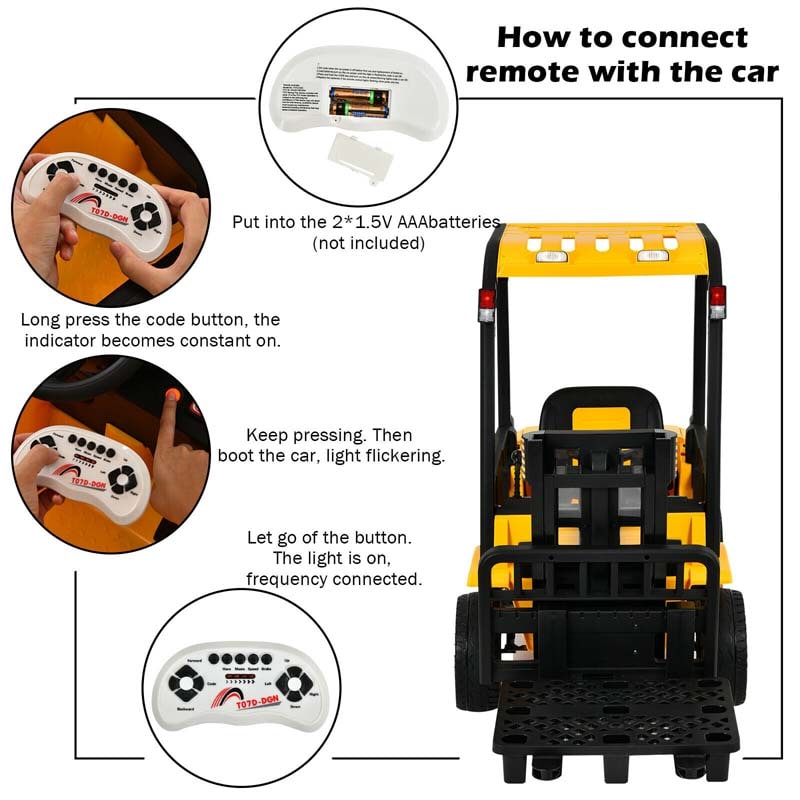 Canada Only - 12V Kids Ride on Forklift with Remote & Back Trunk